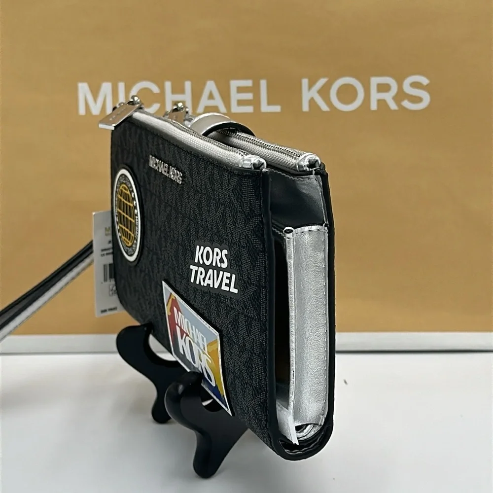 Michael kors Jet Set Travel Large Embellished Signature Logo Wristlet Black